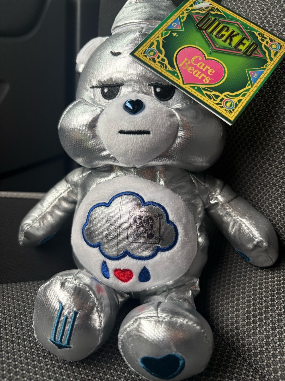 Care Bears Silver Metallic Grumpy Bear Plush with Blue & Red Accents